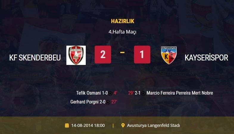 2014-2015 Hazırlık Maçı: Kayserispor 1-2 KF Skenderbeu