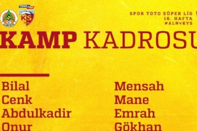 Kayserispor'da Alanyaspor Kamp Kadrosu